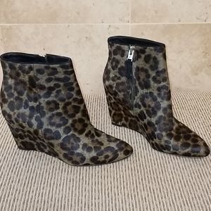 B Brian Atwood Balleria Calf Hair Wedge Bootie